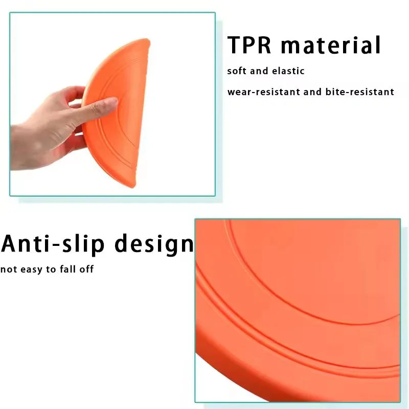 Pet Flying Disc Interactive Training Toy Outdoor Throwing Soft Rubber Flying Saucer For Dogs Exercise Play Fetch Training Supply