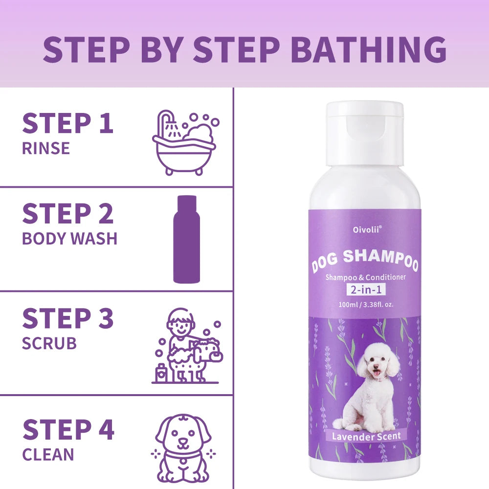 Pet Shampoo And Conditioner 2-in-1 Lavender Scent Deep Cleansing Refreshing Coat Softener For All Dogs Pet Deodorizer