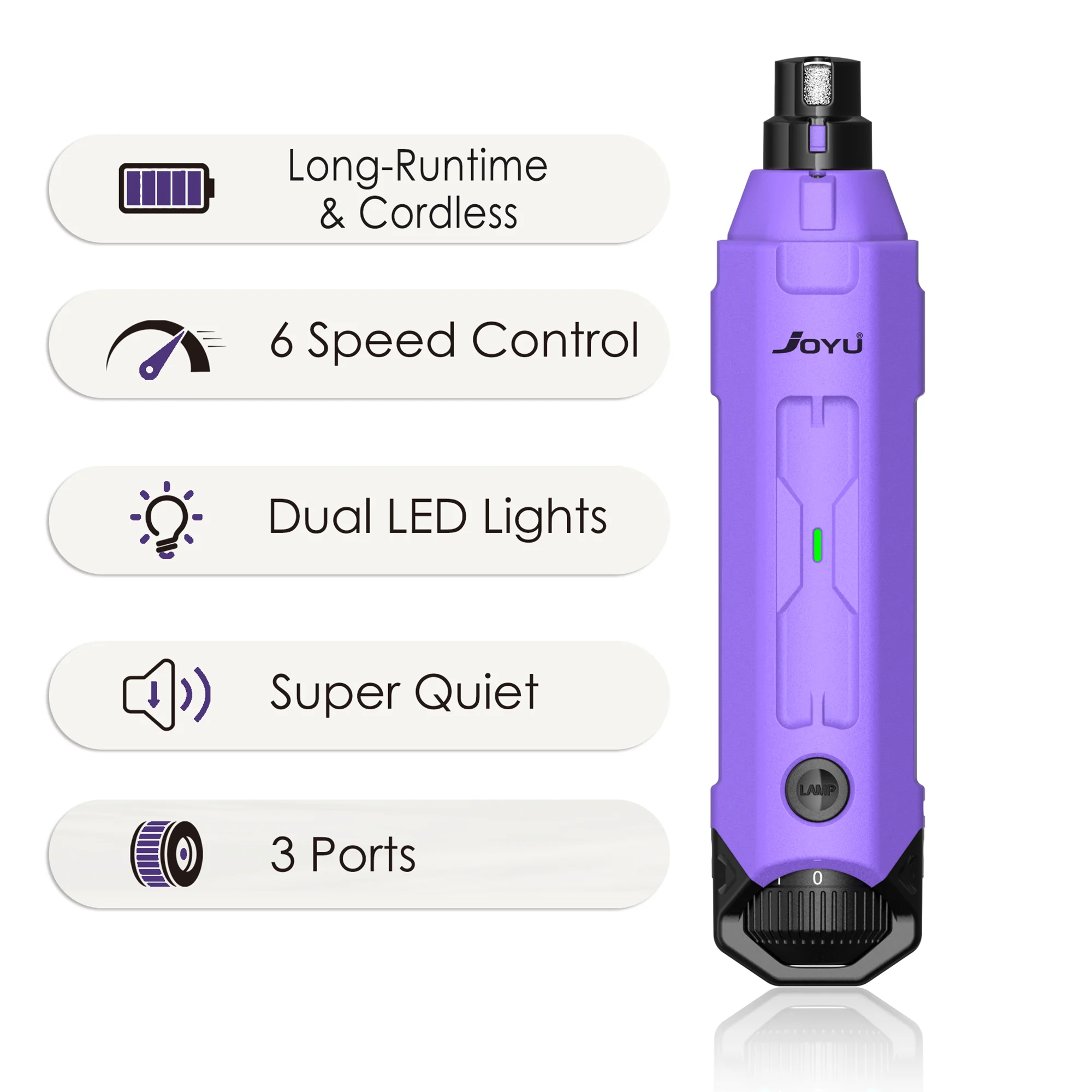 6-Speed Dog Nail Grinder  Enhanced Pet Nail Grinder Super Quiet Rechargeable Electric Dog Nail Trimmer Painless paws grooming