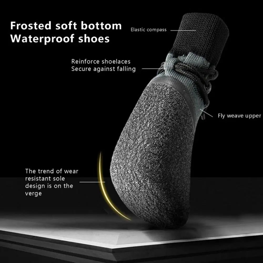4pcs/set Non-Slip Non-Slip Dog Socks Boots Breathabl Soft Puppy Sport Boots with Adjustable Straps Waterproof Dog Paw Protector