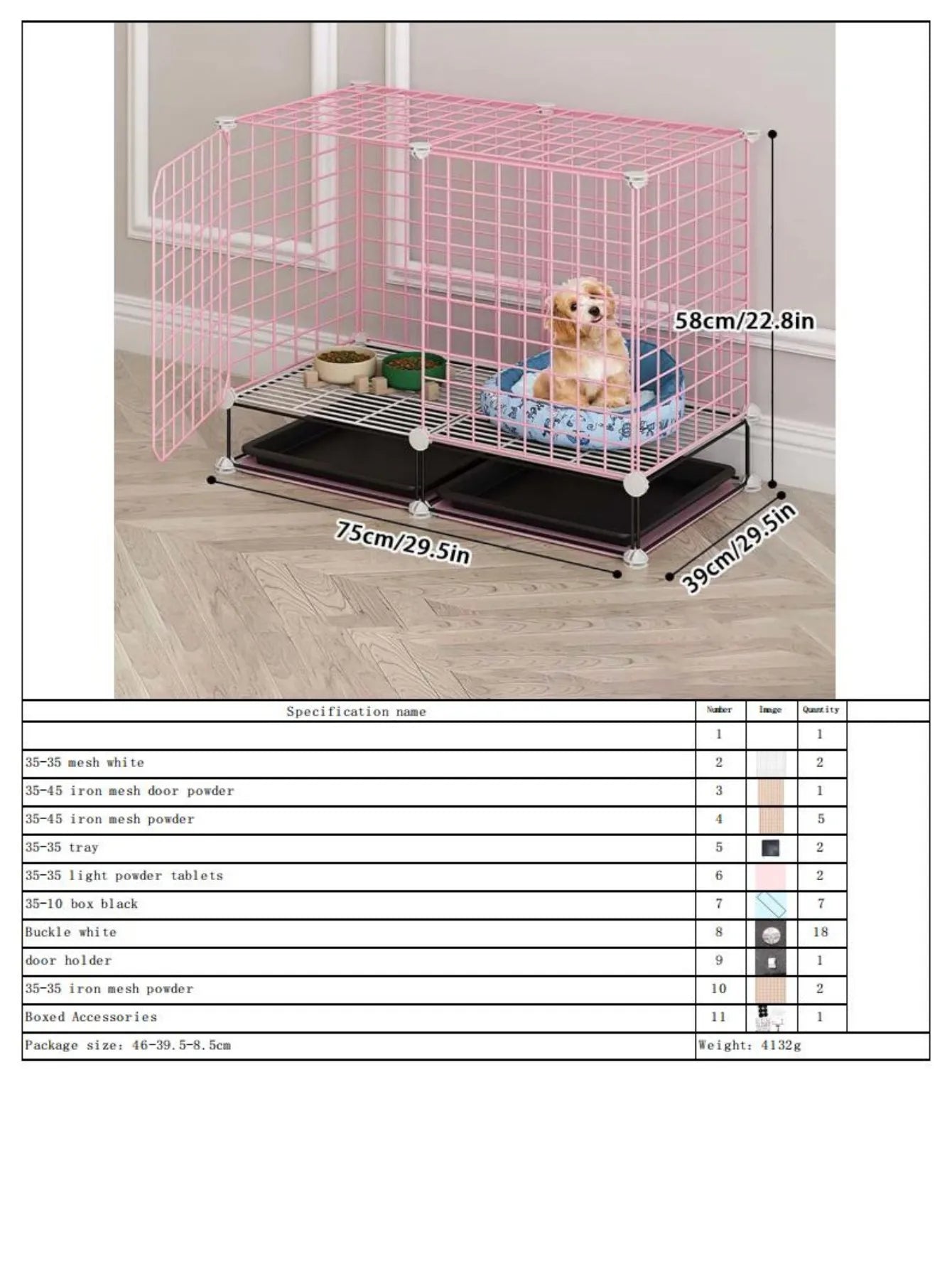 Modular Dog Cage for Small and Medium-Sized Puppies, with a Pull-Out Tray, Suitable for Corgis, Teddy Dogs, and Pomeranians, Indoor Home Dog Enclosure