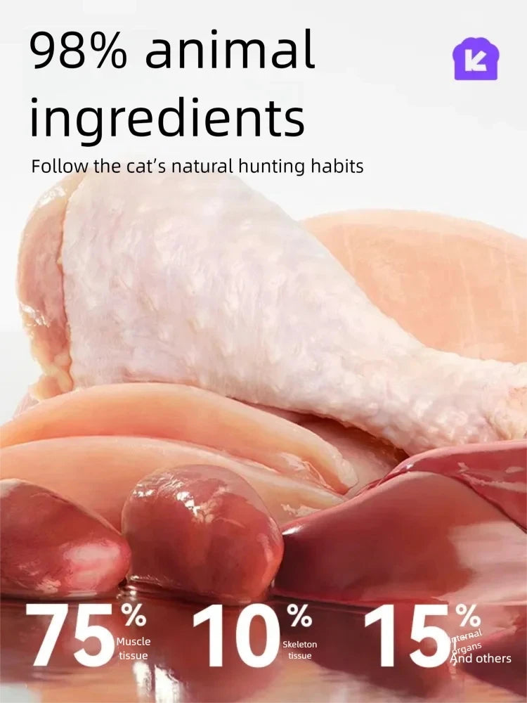 New full price raw bone and meat staple food freeze-dried chicken beef salmon into kitten cat food