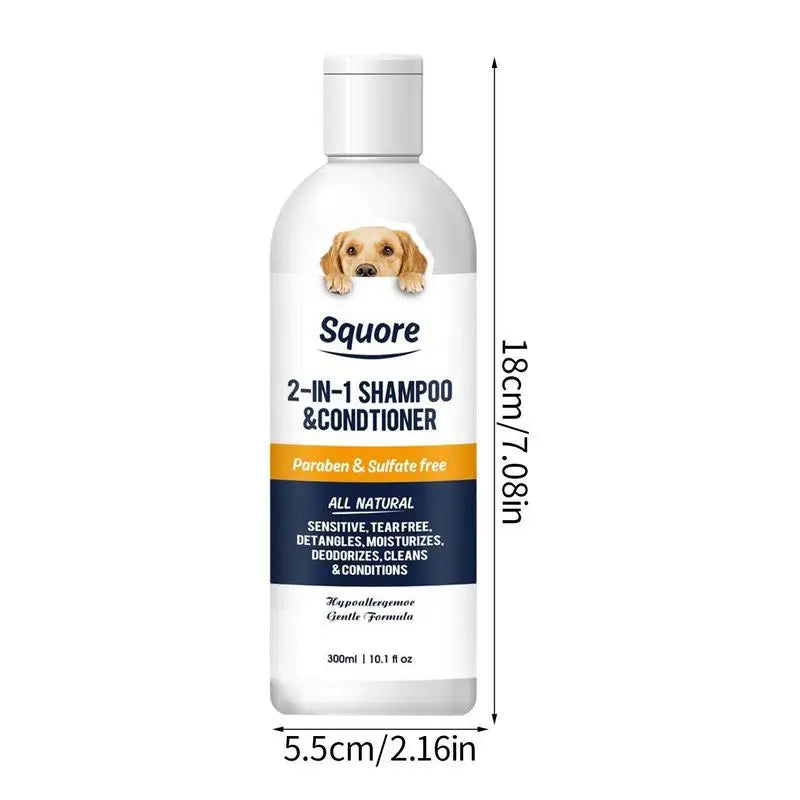 Dog Shampoo and Conditioner 2 in 1 Pet Shower Gel Moisturizing Dog Shampoo for Sensitive Skin PH Balanced Shampoo