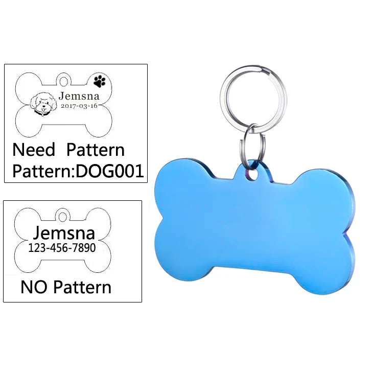 Custom Dog ID Tag with Free Engraving - Pet Collar Harness Pendant for Cats Puppy Kitten Leash Accessories Pet Supplies