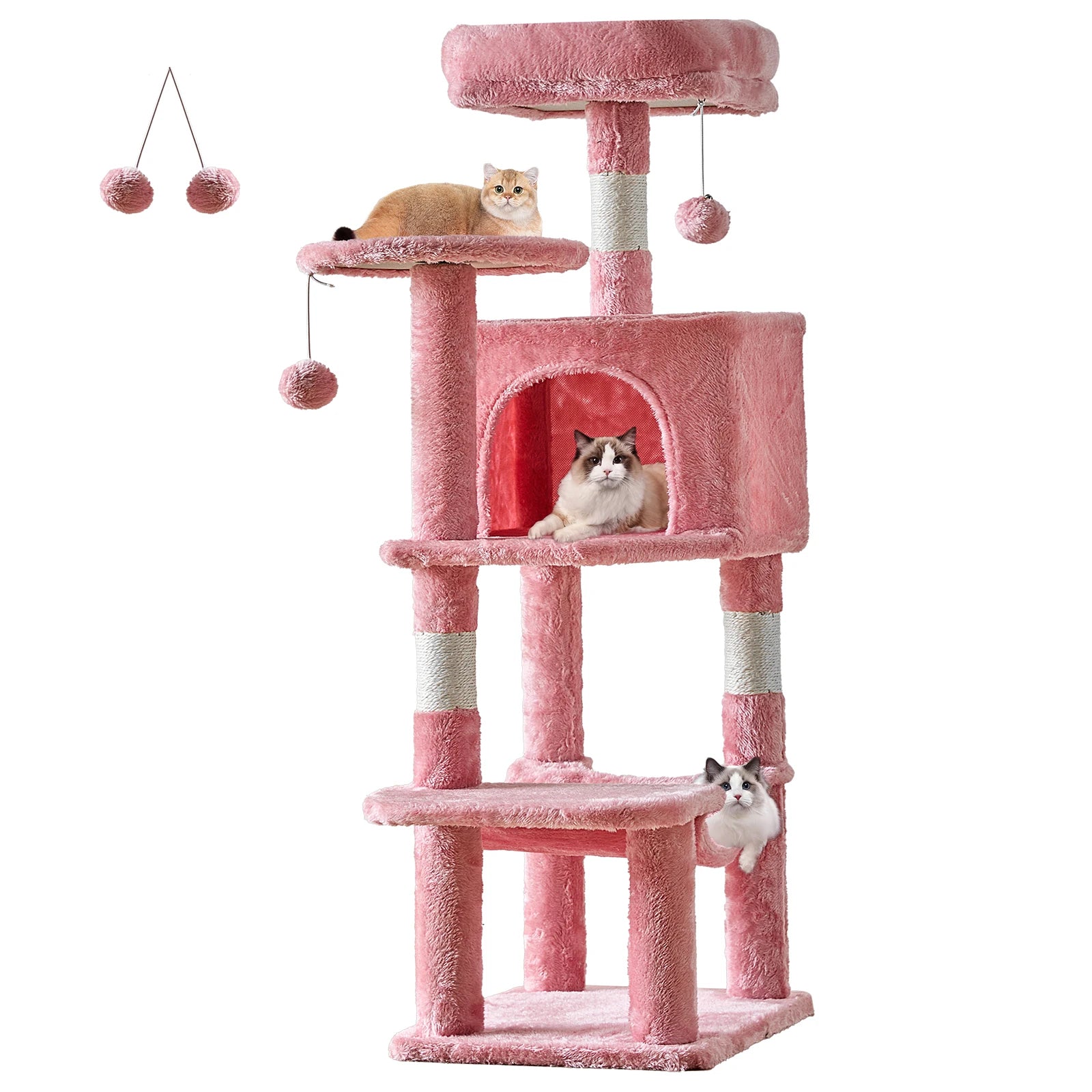 44 Inch Tall Cat Tree Tower for Multiple Cats with Sisal Scratching Posts Condo Perch Platform Indoor Cat Furniture Pet