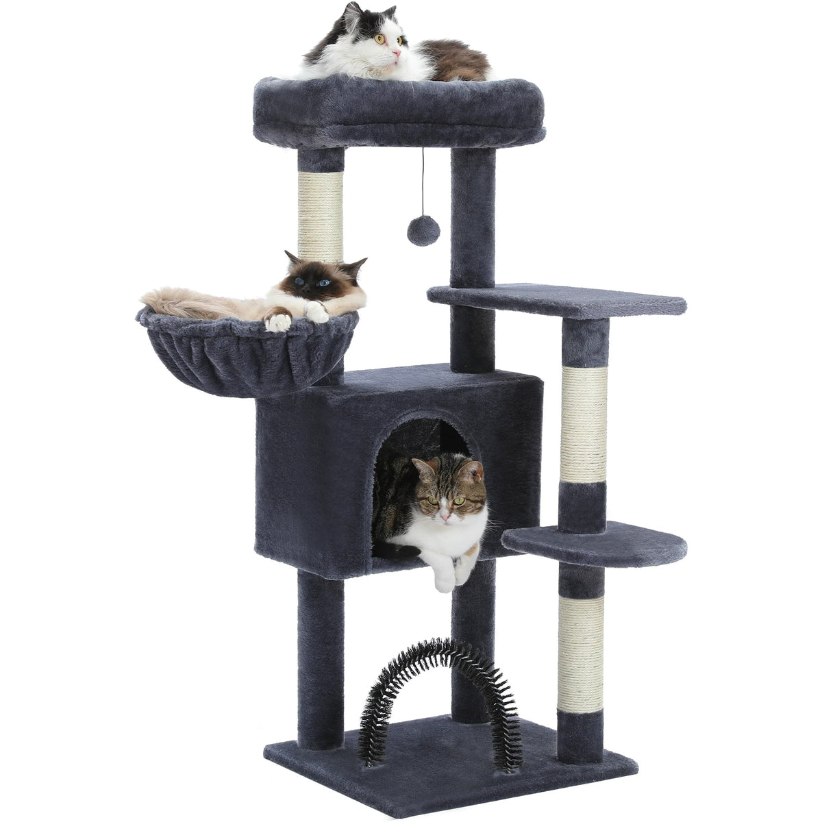 Cat Tree Tower for Indoor Cats with Toys Plush Perch Hammock Sisal Scratching Posts Cat Condo House Pet Furniture Play Center Horizon