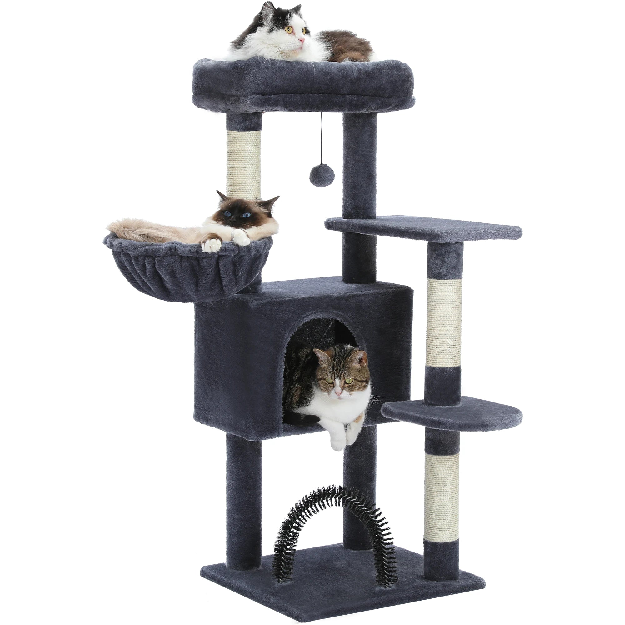 Cat Tree Tower for Indoor Cats with Toys Plush Perch Hammock Sisal Scratching Posts Cat Condo House Pet Furniture Play Center