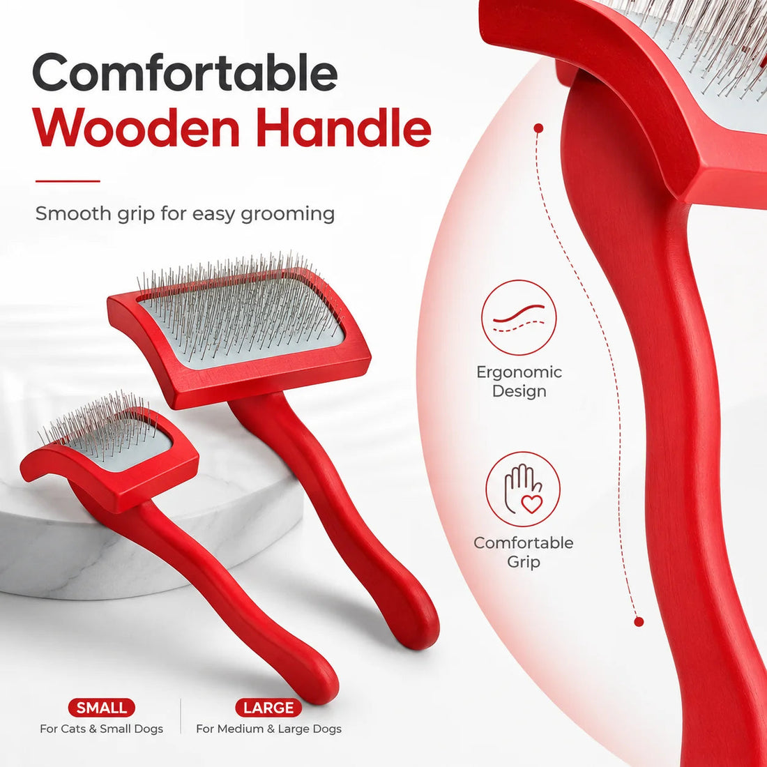 Professional Pet Grooming Pin Brush — Stainless Steel, Long Handle Horizon
