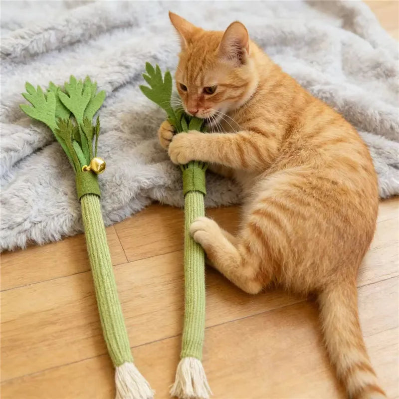 Cat Chew Toys Catnip Cat Teeth Cleaning Toy Interactive Self Playing Catnip Molar Stick Toys Bite Squeaky Cat Toy