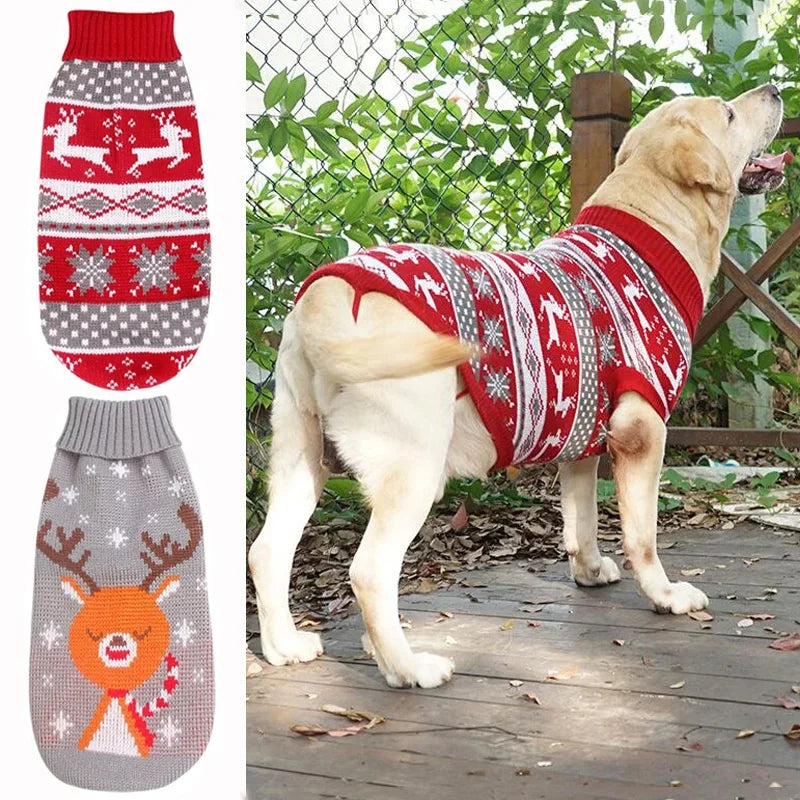 Big Dog Sweater Christmas Clothes for Small Medium Large Dogs Golden Retriever Rottweiler Turtleneck Pullover Winter Warm