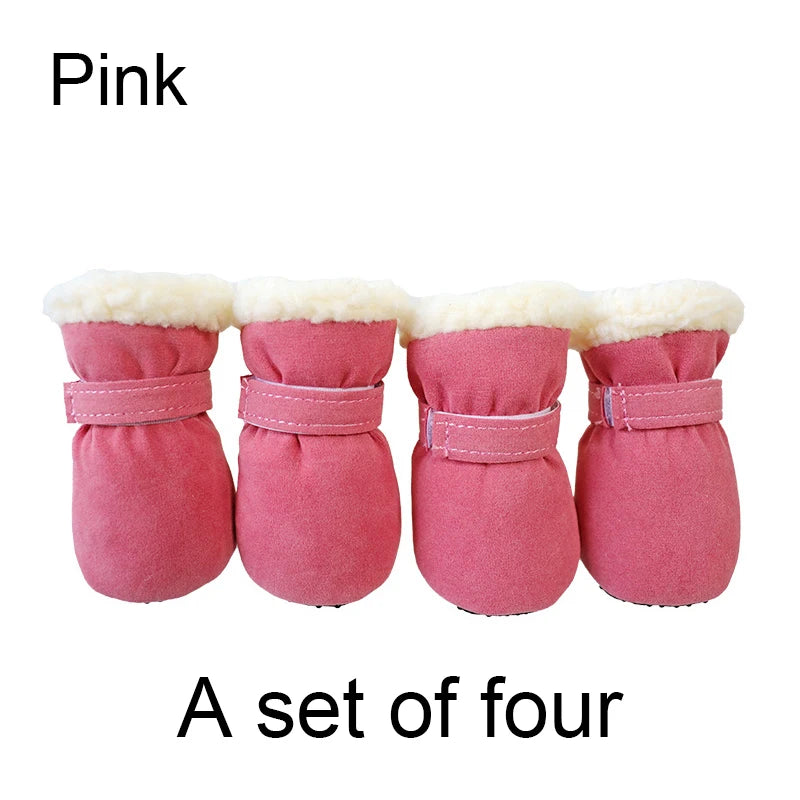 4Pcs Winter Waterproof Warm Non-slip Snow Boots for Small Breeds Dogs Puppy Outdoor Walking Dog Socks Bootie Pet Paw Care