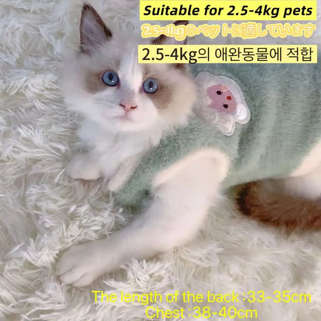 Adorable Autumn and Winter Cat Winter Clothes, Thickened Vest for Warmth, Anti-Fall Design for Puppies, Kittens, and Small Pets