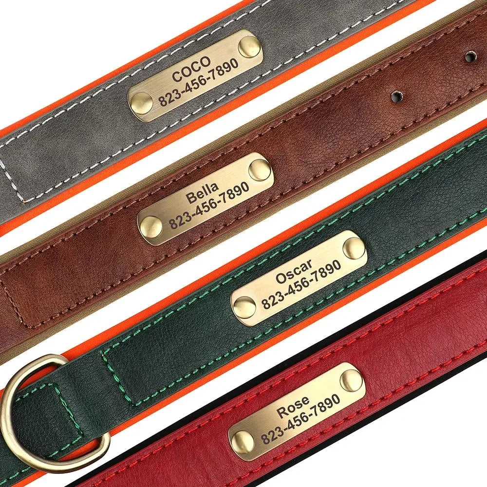 Personalized Leather Dog Collar with Free Engraved Name Horizon