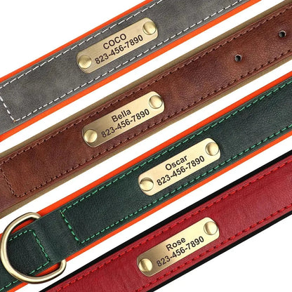 Personalized Leather Dog Collar with Free Engraved Name Horizon