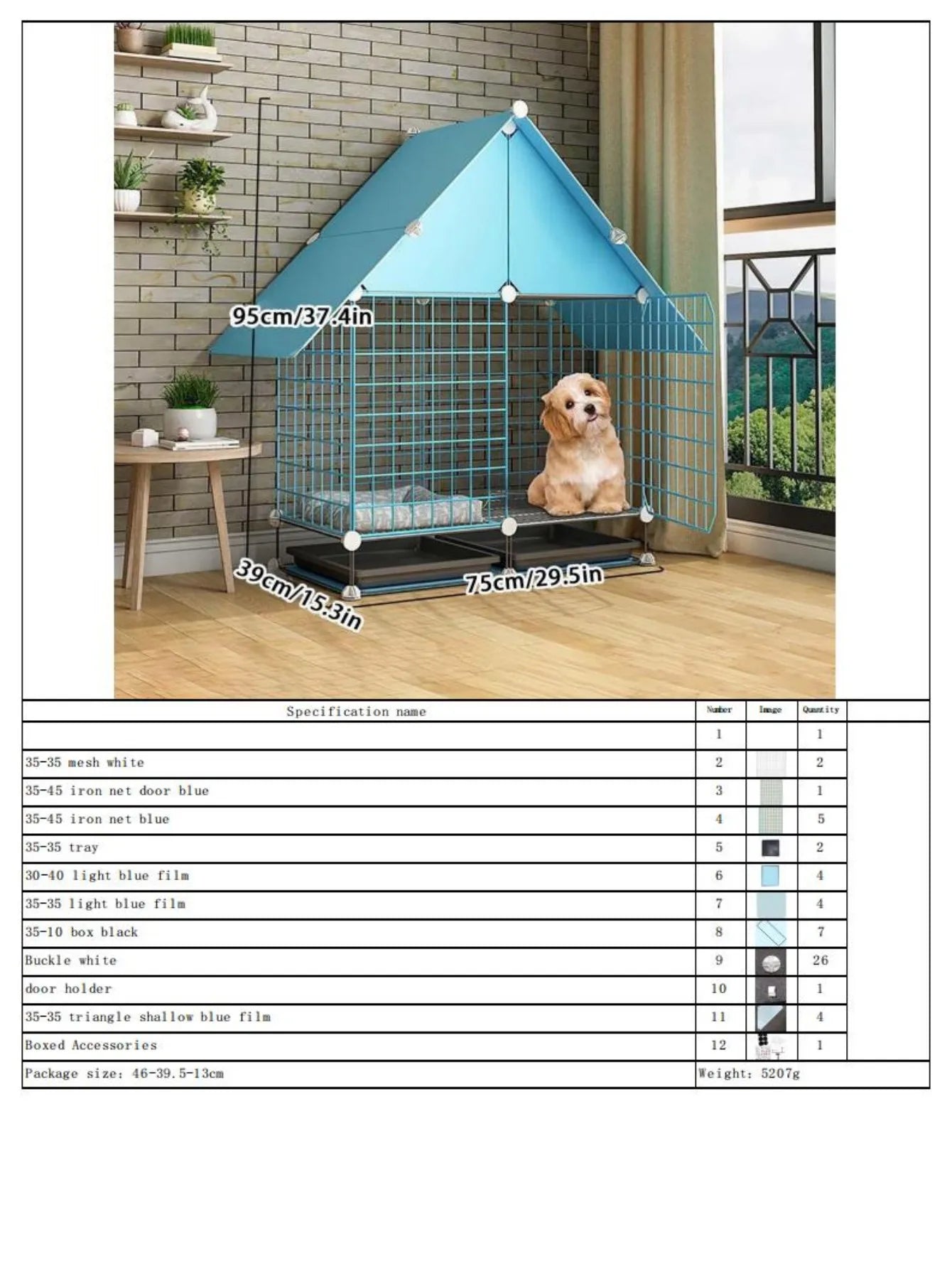 Modular Dog Cage for Small and Medium-Sized Puppies, with a Pull-Out Tray, Suitable for Corgis, Teddy Dogs, and Pomeranians, Indoor Home Dog Enclosure
