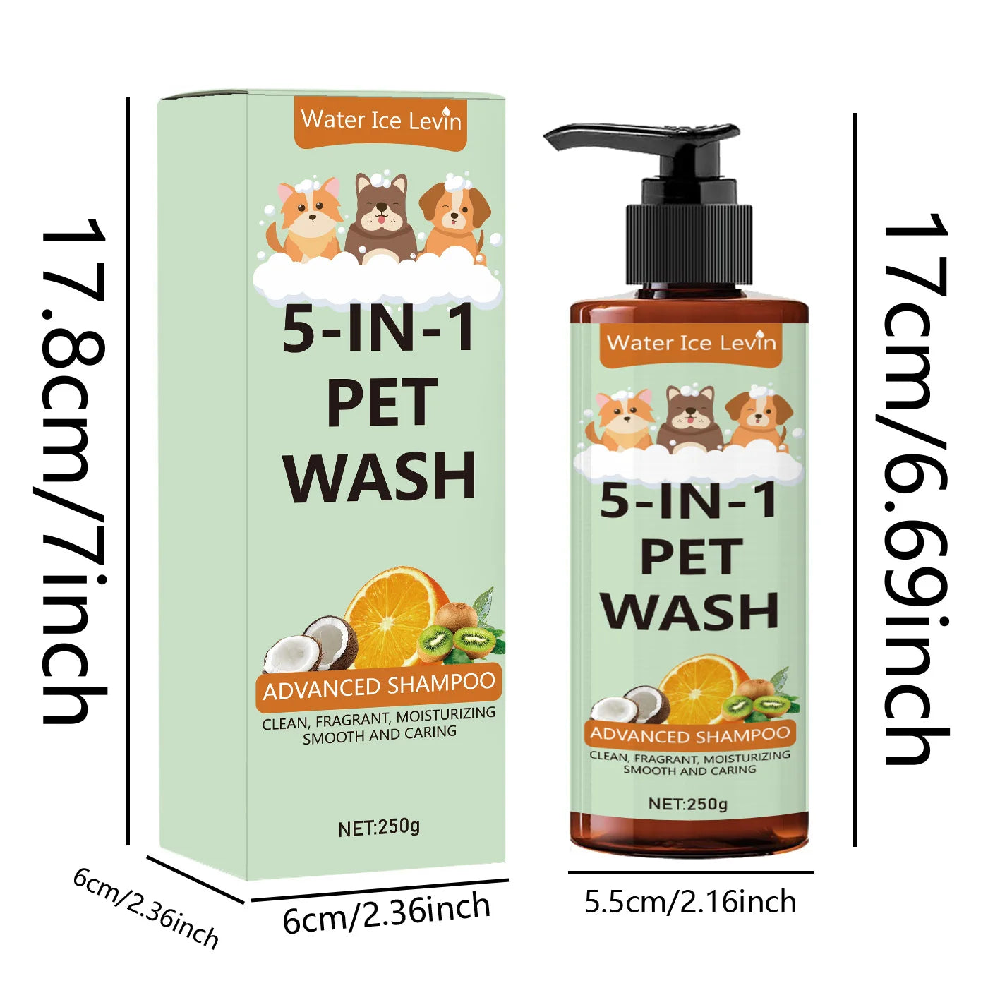 5-in-1 Natural Coconut Pet Shampoo, Conditioner, and Body Wash, Gentle Cleansing, Soothes Skin, Creates Shiny Fur, Safe and Healthy, Suitable for Cats and Dogs