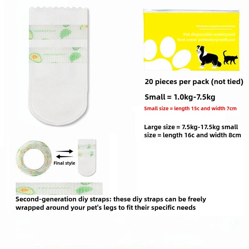 20PC/Lot Pet Disposable Paw Shoes Waterproof Non-woven Fabric Dog Anti-Dirt Shoe Covers Outdoor Dog Walking Small Dog Socks
