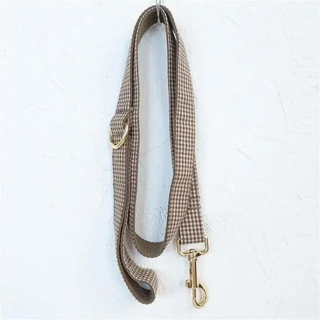 Personalized Pet Collar Customized Nameplate ID Tag Adjustable Suit Fiber Coffee Brown Cat Dog Collars Lead Leash