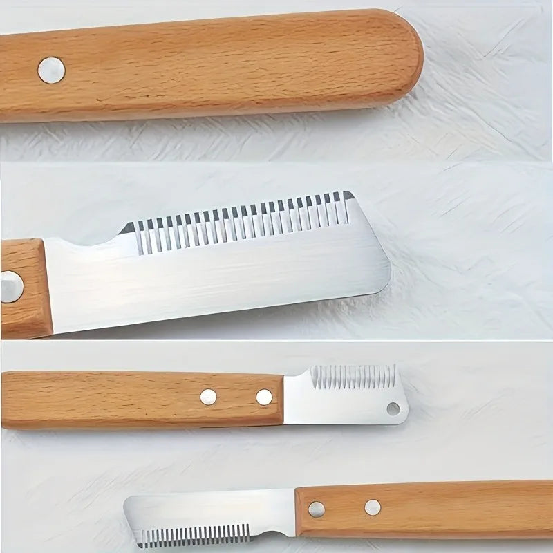Dog Grooming Tool Kit, Wooden Handle Dog Deshedding Comb,Dematting Rake - for Deshedding,Pet Hair Removal, Pet Grooming Supplies