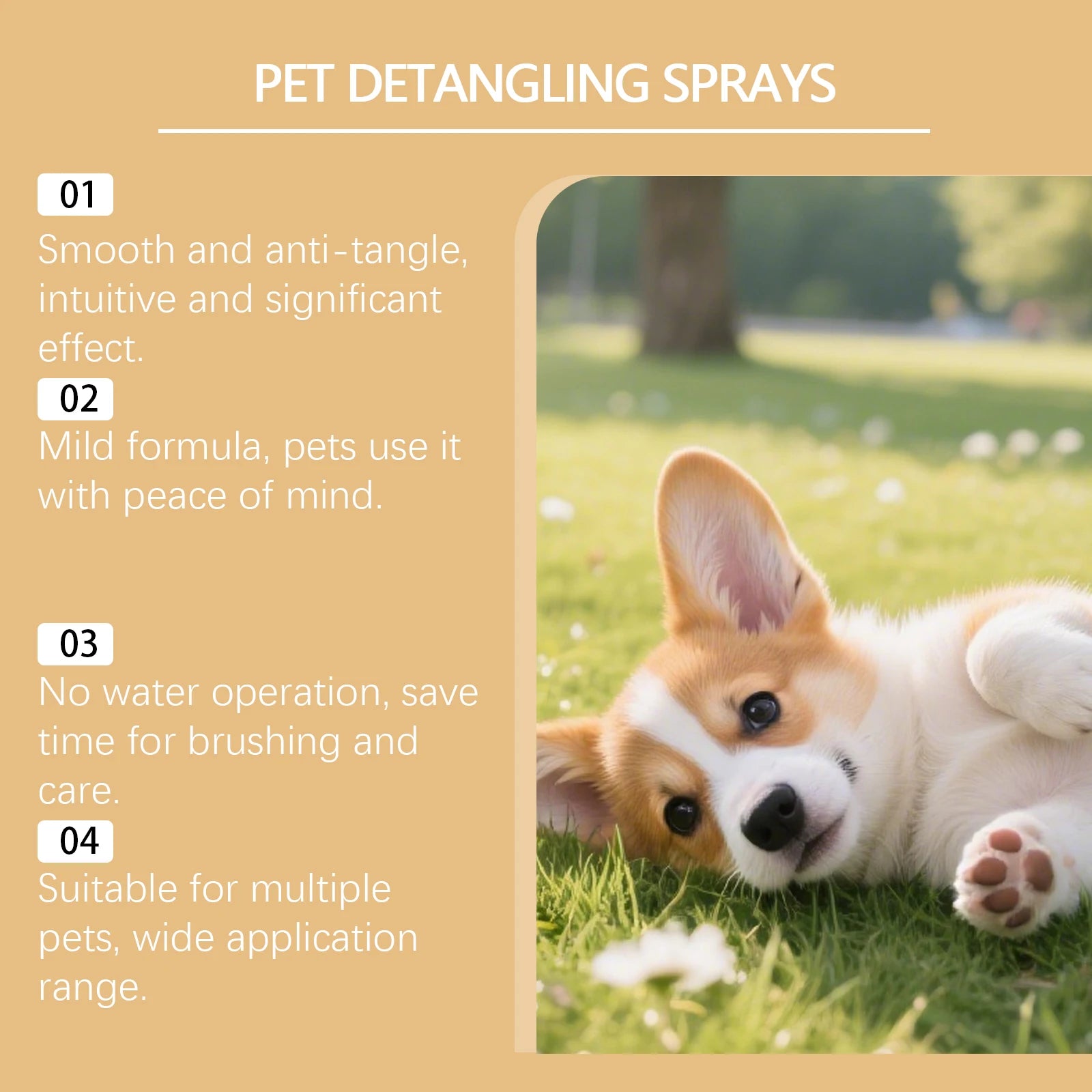 Pet Hair Detangling Spray Dogs Cats Conditioner Anti-Static Tangle Free Knot Remove Frizzy Smoothing Shiny Pet Fur Gentle Spray