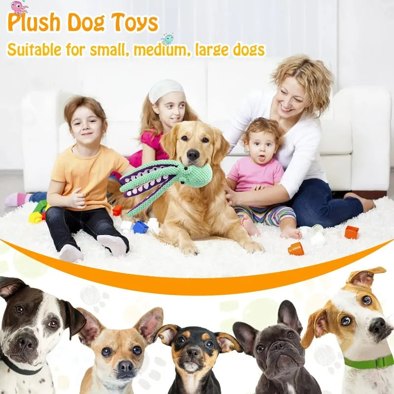 Pet Octopus Dog Toy,Indestructible Dog Toys for Aggressive Chewers,Squeaky Interactive Dogs Anxiety Toy for Small and Large Dogs
