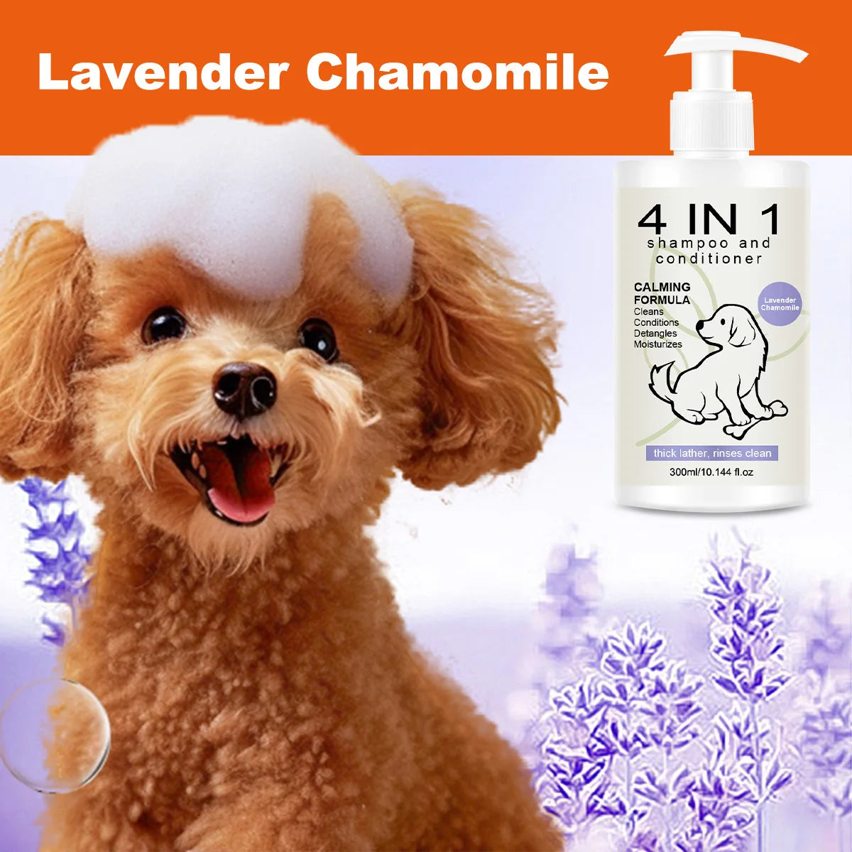 4 in 1 Pet Shampoo and Conditioner Special Shampoo for Dogs and Cats Keep Pets Clean and Fragrant to Prevent Hair Loss