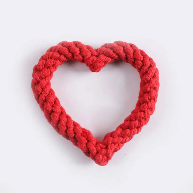 1PC Durable Handwoven Heart-Shaped Dog Chew Toy, Ideal for All Breeds, Teeth Cleaning & Playtime Fun