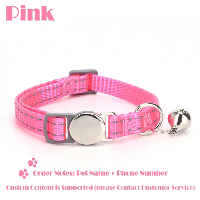 Personalized Cat Collar Pet ID Tag Name Custom Free Engraved ID Nameplate Kitten Puppy Anti-lost Nametag Safety Buckle Necklace