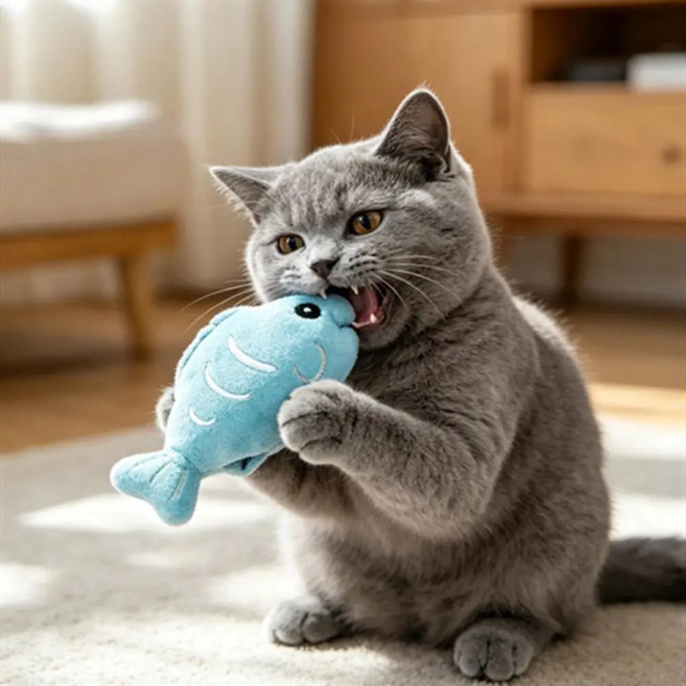 Cat Plush Toy Plush Fish Cat Toy with Catnip Soft Crinkle Chew Toy for Indoor Cats Stuffed Hunting Teething Kitten Plaything
