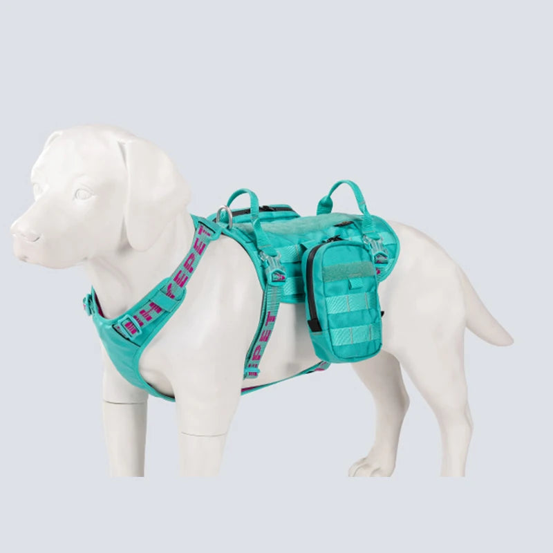Winhyepet  Dog Harness with Backpack Multifunctional 3M Reflective Puppy Great and Small Pet collar Tactical Accessories YH1806