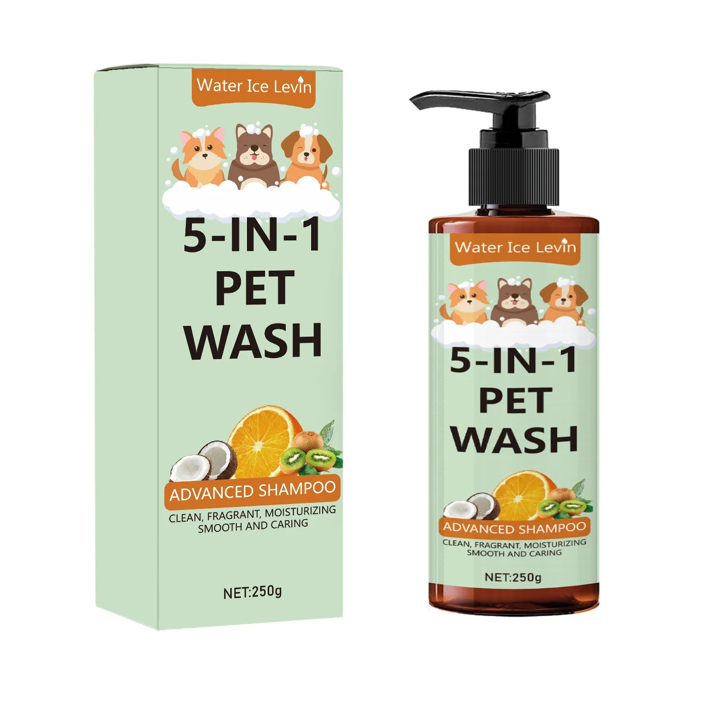 5-in-1 Natural Coconut Pet Shampoo, Conditioner, and Body Wash, Gentle Cleansing, Soothes Skin, Creates Shiny Fur, Safe and Healthy, Suitable for Cats and Dogs