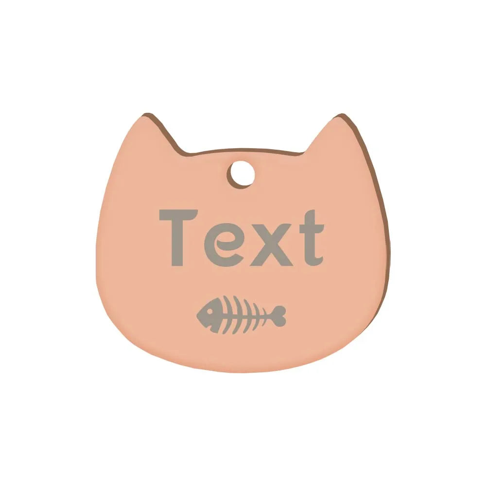 Custom Cat Face Id Dog Tags Name Tags Stainless Steel Plate Decoration Personalized Engraving Animal Chain Charm with number