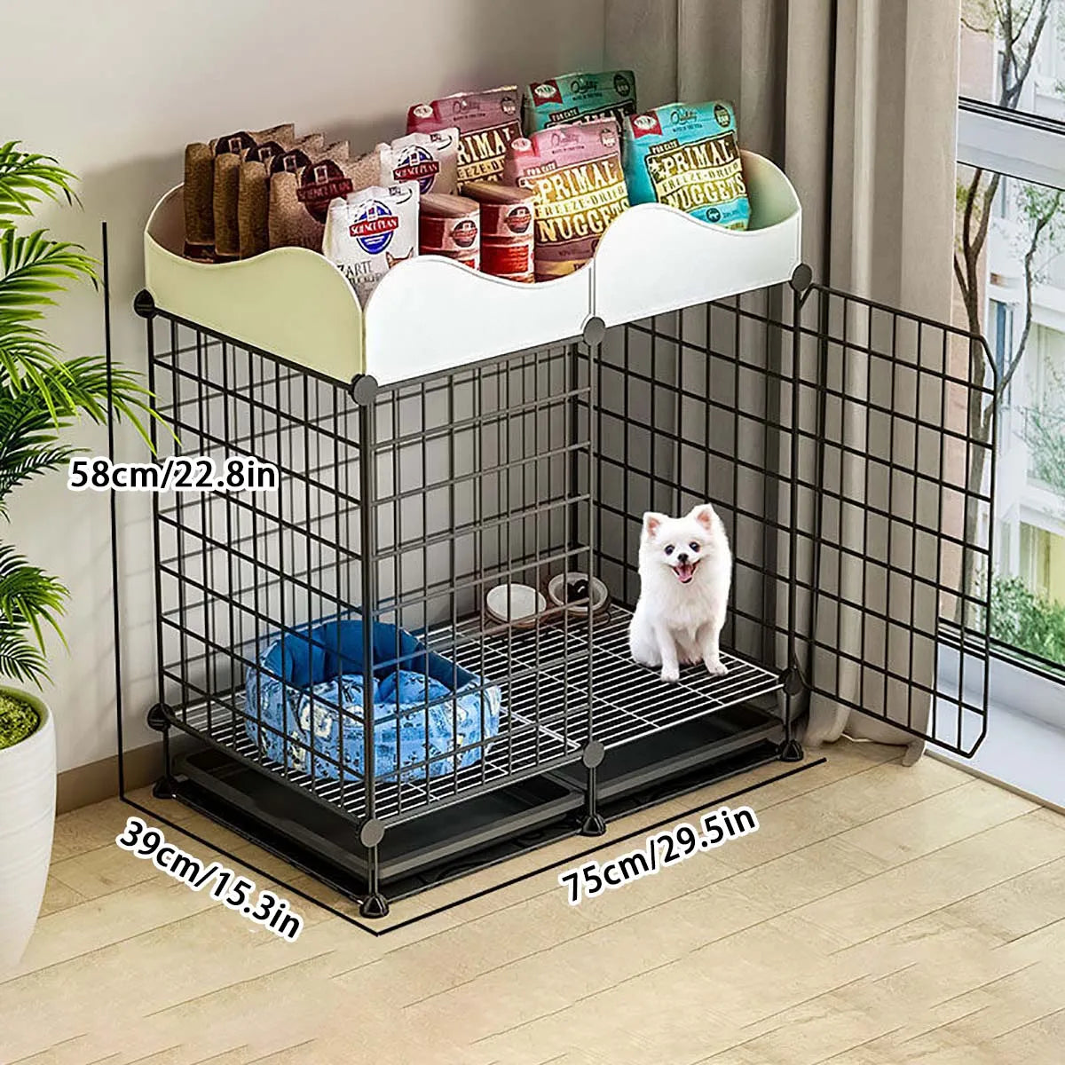Modular Dog Cage for Small and Medium-Sized Puppies, with a Pull-Out Tray, Suitable for Corgis, Teddy Dogs, and Pomeranians, Indoor Home Dog Enclosure