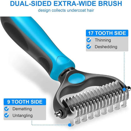 2-in-1 Stainless Deshedding Brush &amp; Fur Knot Cutter Horizon