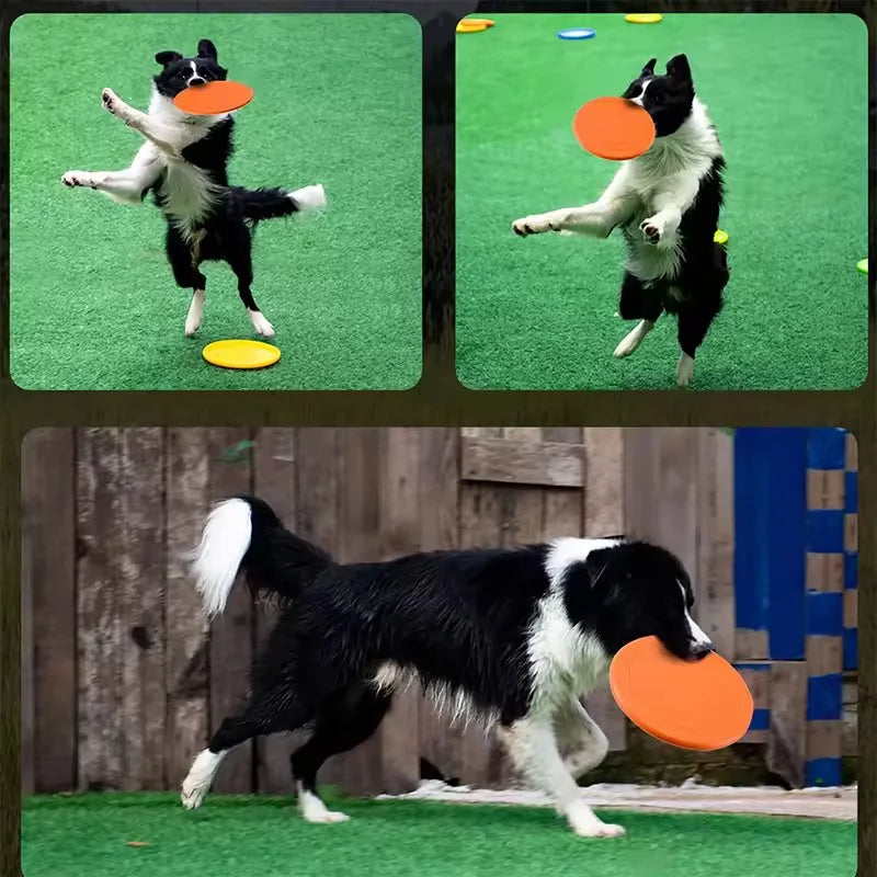 Pet Flying Disc Interactive Training Toy Outdoor Throwing Soft Rubber Flying Saucer For Dogs Exercise Play Fetch Training Supply