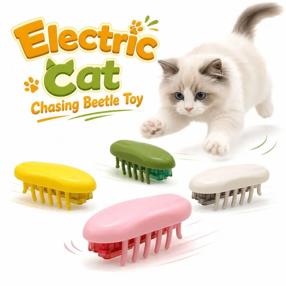 Interactive Play Electric Cat Chasing Beetle Toy TPU Release Energy Jumping Bug Cat Toy Sturdy Durable Moving Insect Cat Toy